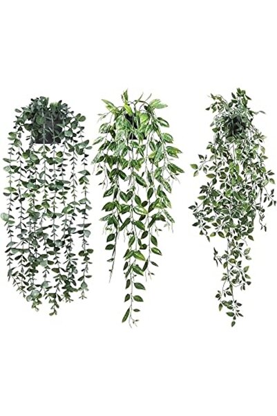 Generic نباتات كازي أون الصناعية المعلقة، عبوة من 3 نباتات صناعية معلقة لتزيي...