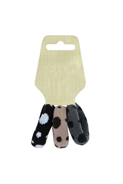 SHOPIENS Set 3 elastice pentru femei, frotte negru, gri, bej cu buline