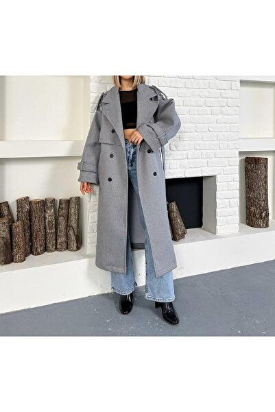 SUYA US WEAR Oversize Belted Long Cashmere Trench Coat