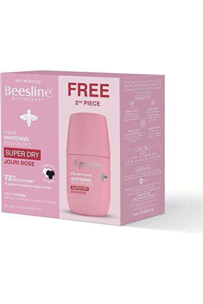 Beesline Super Dry Natural Whitening Roll-On Deodorant Pink 2x50ml (1+1 Free) - Unisex
