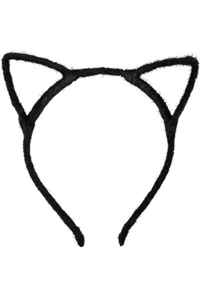 SHOPIENS Bentita pentru par fetite Shopiens, model urechi de pisica, din blanita neagra