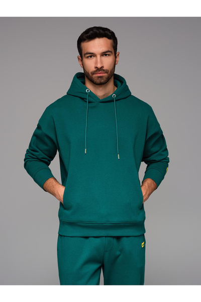 OMBRE Unisex φούτερ με τσέπες και κουκούλα - σκούρο πράσινο V17 OU-SNBC-0105 XS/S