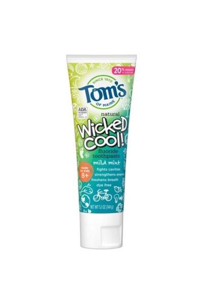 tom's of maine Toothpaste, Tom's of Maine, Wicked Cool, Mint Flavor, With Fluoride, For Kids 8+, 144g