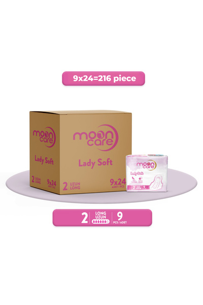 MOONCARE فوط صحية ناعمة للنساء - ناعمة وطويلة (9 فوط × 24)