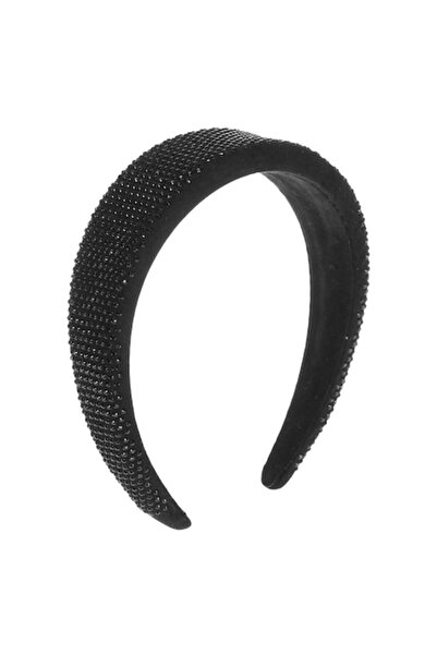 MYONNA IT & E- COMMERCE Bentiță neagră, lată și groasă, cu strasuri - Poliester (MYONNA)