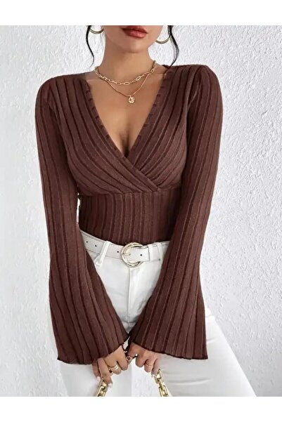 bemmoda Γυναικεία μπλούζα με μοτίβο ρίγες από βαμβακερό ισπανικό μανίκι με λεπτομέρειες