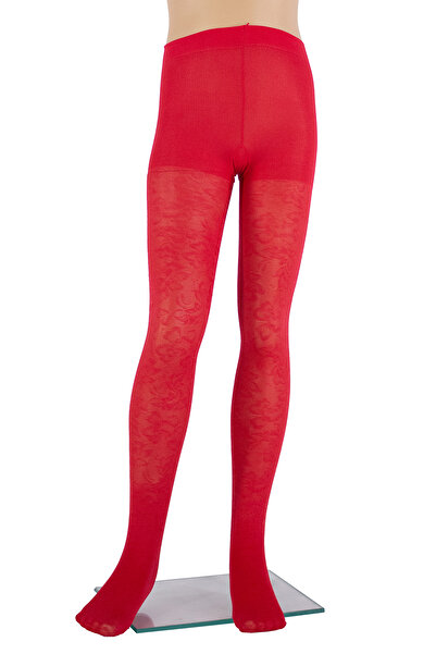 PETRA-ELISA Children's Microfiber Tights 40 DEN with Ioana pattern, Red, 9-11 years