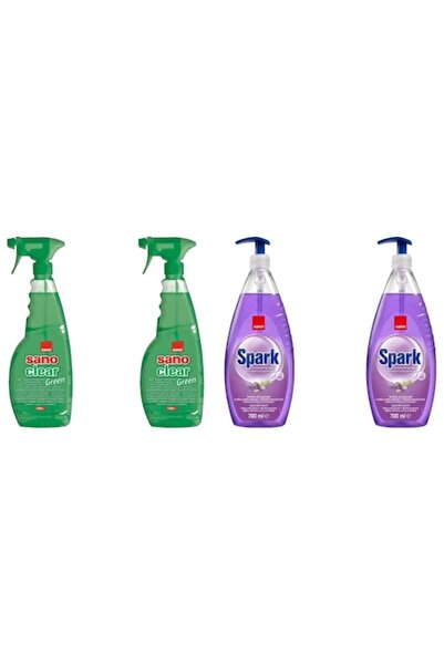 Sano Set Variat 4 x Componente, 2 x Soluție pentru Geamuri 1L Verde, 2 x Dete...