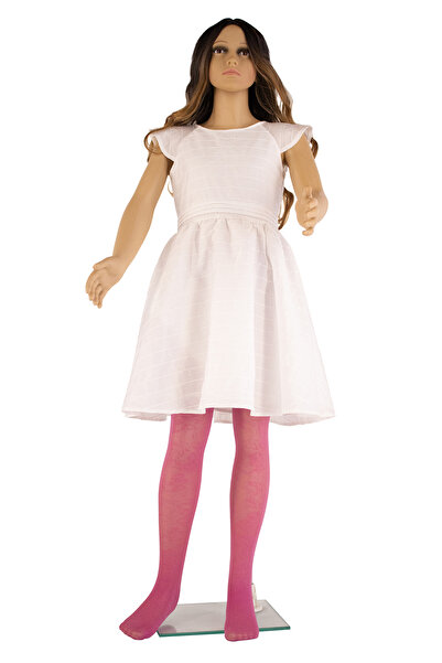 PETRA-ELISA Children's Microfiber Tights 40 DEN with Ioana pattern, Raspberry Red, 11-13 years