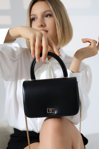 BALANZ Siyah Kadın Çanta Zincir Askılı Küçük Boy Kutu Model Davetler için Omu...