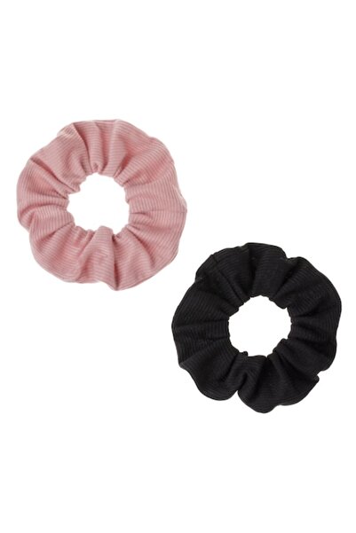 SHOPIENS Set 2 elastice de păr Shopiens® pentru femei, cu nervuri, negru și r...