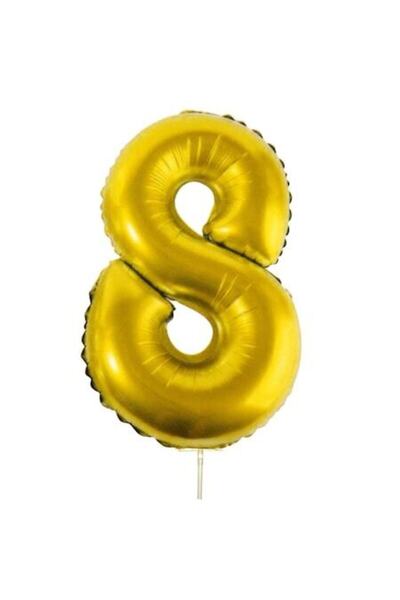 SHOPIENS Balon Petrecere Cifra 8, Folie Aurie Metalizata 24cm