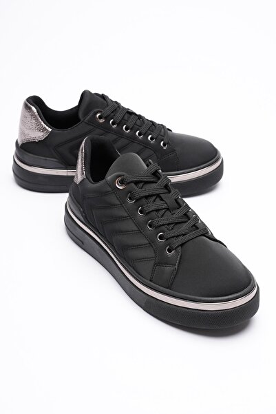 Mubiano حذاء رياضي نسائي من جلد النوبوك بلاتينيوم بتفاصيل سوداء من أليرا