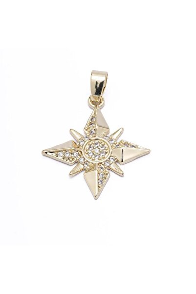 POSH AND PROUD PUSULA MODEL ZİRKON TAŞLI 14K GOLD KOLYE UCU