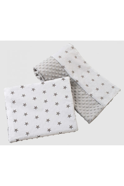 Nichiduta Set paturica 75x100 cm si perna 35x30 cm Minky Stars Grey
