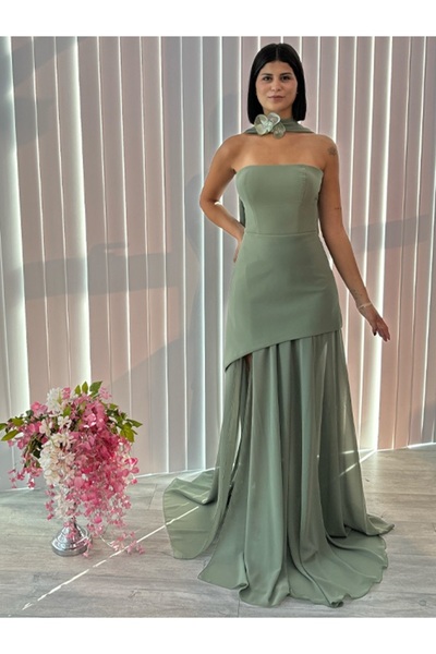 Always Dress Fular detaylı , tak-çıkar iç etekli multi şifon elbise