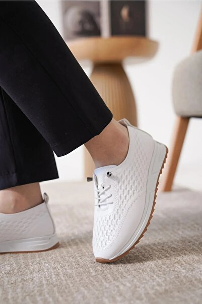 HT FREEDOM Daily Soft Women's Leather Drawstring Perforated Ballerina Shoes with Orthopedic Soles.