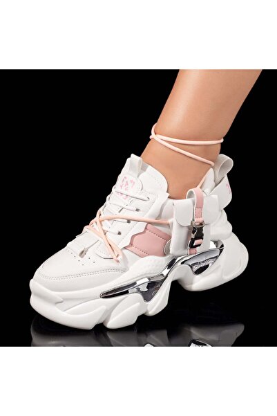 BMoD Women's white and light pink sneakers with a removable accessory MOD09902