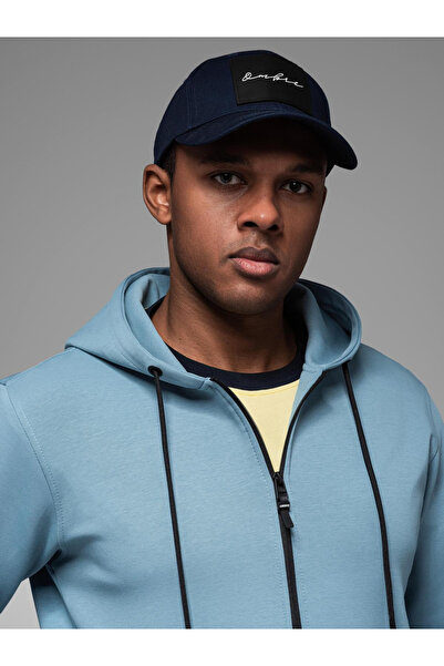 OMBRE Mikina s kapucí na zip ve streetwear stylu - světle modrá V4 OM-SSZP-0213 L