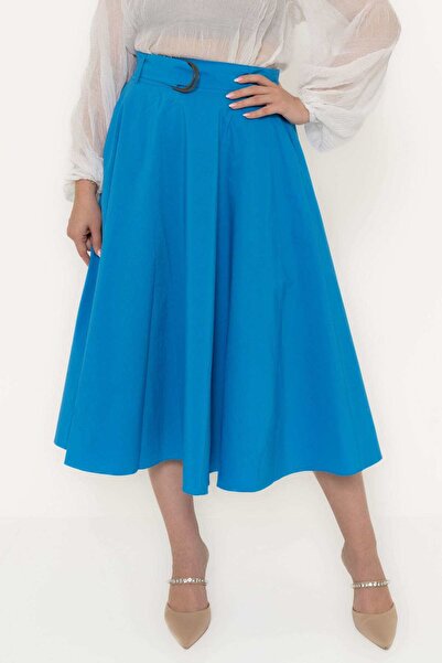 Yola Solid Pleated Midi Skirt