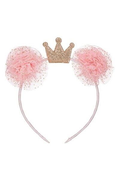 SHOPIENS Coronita de par Shopiens® pentru fetite, aurie cu glitter roz pompon