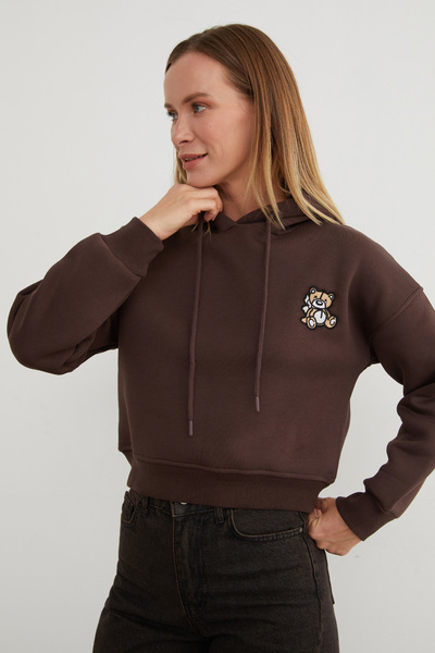 Fulla Moda Φούτερ με κουκούλα με κέντημα με 3 κλωστές