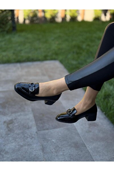 DİVA Μαύρα λουστρίνια γυναικεία παπούτσια με τακούνι Δερμάτινο για καθημερινή...
