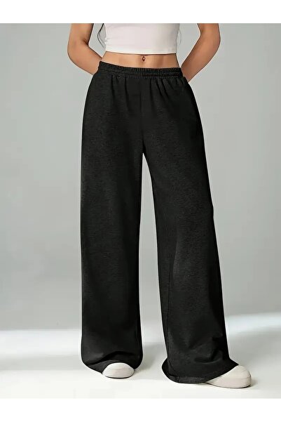 RİNNEAS Γυναικείο μαύρο παντελόνι μεγάλου μεγέθους φαρδύ φαρδύ παντελόνι SIX ...