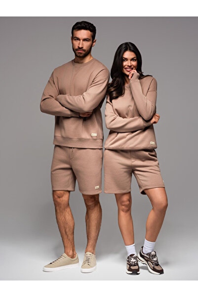 OMBRE UNISEX sweatshirt + shorts set for couples - brown V16 Z108
