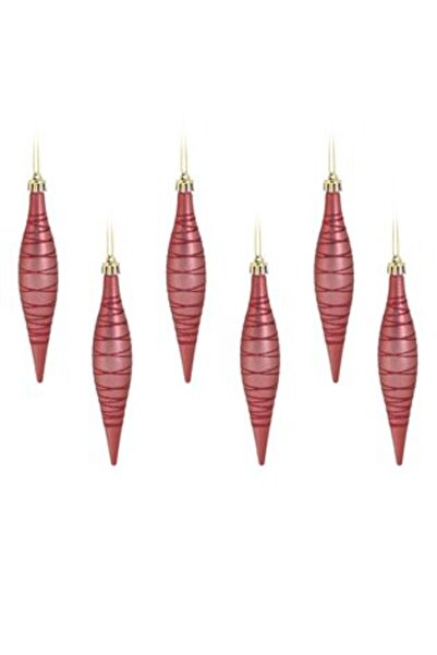 Jumbo Set Christmas Tree Decorations Icicles Pink with Glitter Stripes 16 cm - 6 pcs