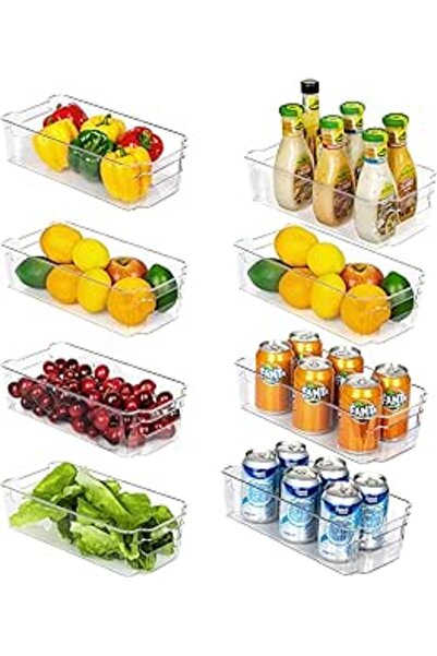 Generic Vtopmart 8 PCS Clear Stackable Pantry Organizers and Storage Bins, Plastic Containers Boxes for Shel