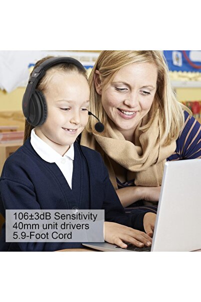 VCOM USB Headset with Microphone - Wired Over-Ear USB PC Headphones (Black)