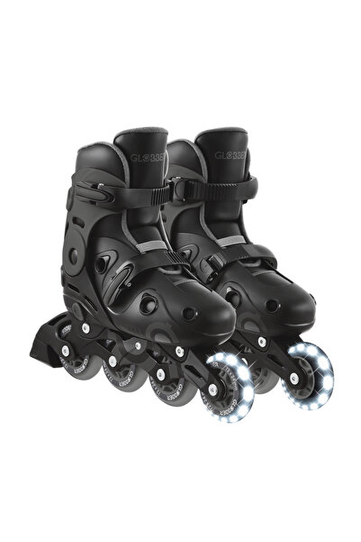 Globber Go Skates Kids Adjustable Inline Skates – Outdoor Training Skating Shoes Size 34-37 – Grey