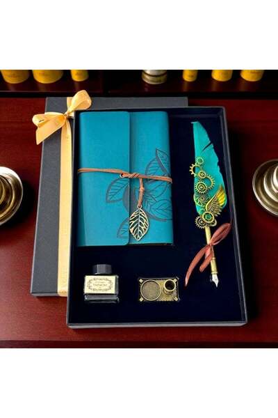 velve Σετ Vintage Spark, ημερολόγιο, στυλό, μελανοδοχείο και θήκη για στυλό, Τυρκουάζ