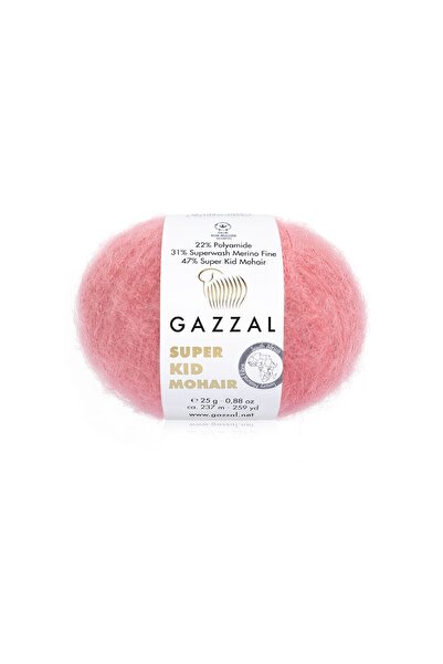 Gazzal Super Kid Mohair 25 gr 200 mt %70 Kid Moher %30 İpek İnce Örgü İpi-644...