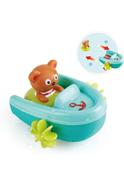 Hape Pull-Back Bathtub Boat Toy, Plastic, Multi-color