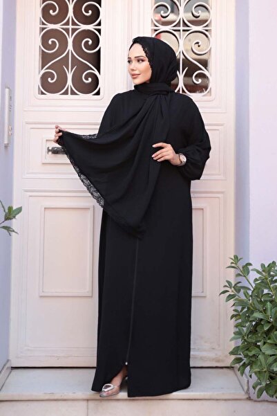 N.S NEVA STYLE Zippered Black Hijab Prayer Dress 73271S