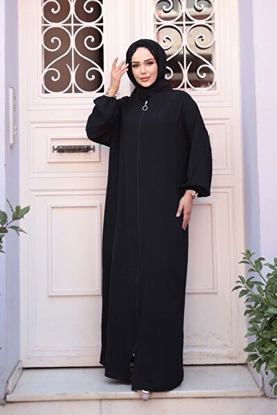N.S NEVA STYLE Zippered Black Hijab Prayer Dress 73271S