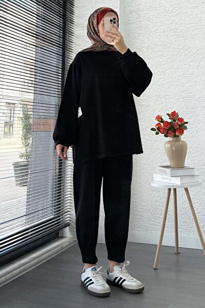 MELEK ARAZ Şalvar Kesim Pantolonlu Kadın İkili Takım - Siyah