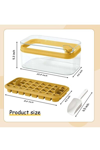 Yelajoy Ice Cube Tray,with Lid 2 Ice Cube Trays for Refrigerator 64 Ice Cube Moulds Yellow