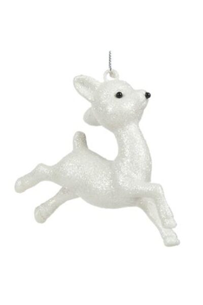 Jumbo Ornament de Crăciun pentru brad, cerb alb iridescent, 11 cm