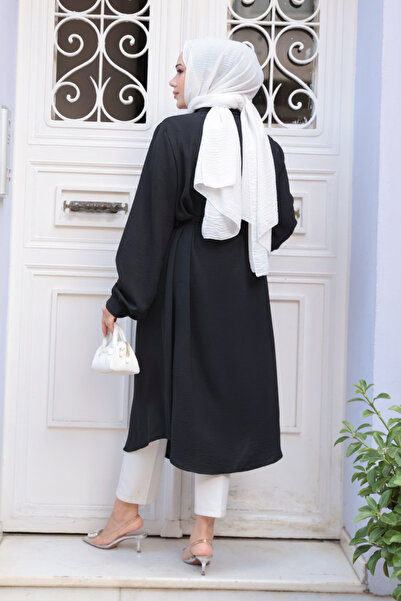 N.S NEVA STYLE Buttoned Black Hijab Tunic 32172S
