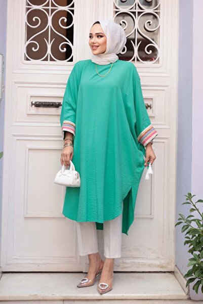 N.S NEVA STYLE Batwing Sleeve Green Hijab Tunic 210048Y