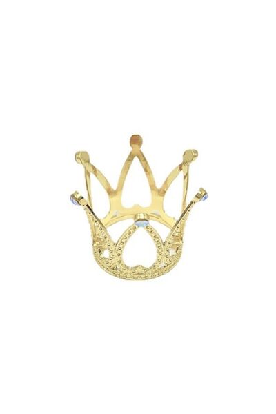 OEM Golden Metal Crown with Rhinestones, Cake and Pastry Decoration, 3.4 cm