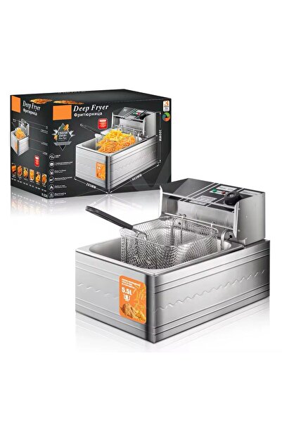 raf Professional Electric Fryer - 6L, 2500W, Stainless Steel, Adjustable Thermostat, Home Use or