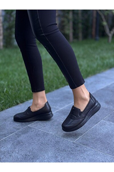 DİVA Μαύρα Δερμάτινο Καπιτονέ Γυναικεία Casual Παπούτσια