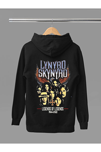 MAGORS LYNRD SKYNYRD ПЕЧАТАНА ПАМУЧНА ДЪЛГА РЪКАВНА КАПЮШОН 3-СТРАНИЧНА РОК С...