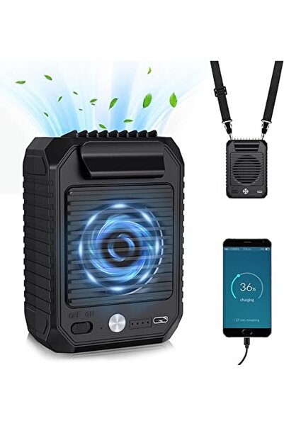 Generic مروحة محمولة قابلة للارتداء على الخصر، قابلة لإعادة الشحن، بقوة 10000 مللي أمبير في الساعة، مروحة بمشبك للخصر مع 3 سرعات، 6500 دورة في الدقيقة، قوية جدًا