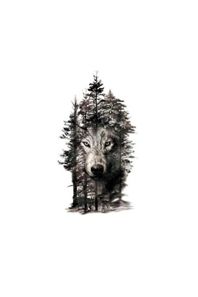 OEM Temporary tattoo for arm or leg, Wolf, 13 x 17 cm