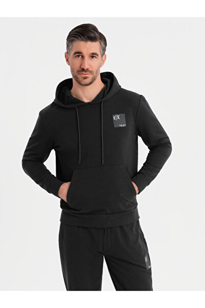 OMBRE Σετ ανδρικής μπλούζας με κουκούλα + φόρμα - μαύρο V1 Z107 XL